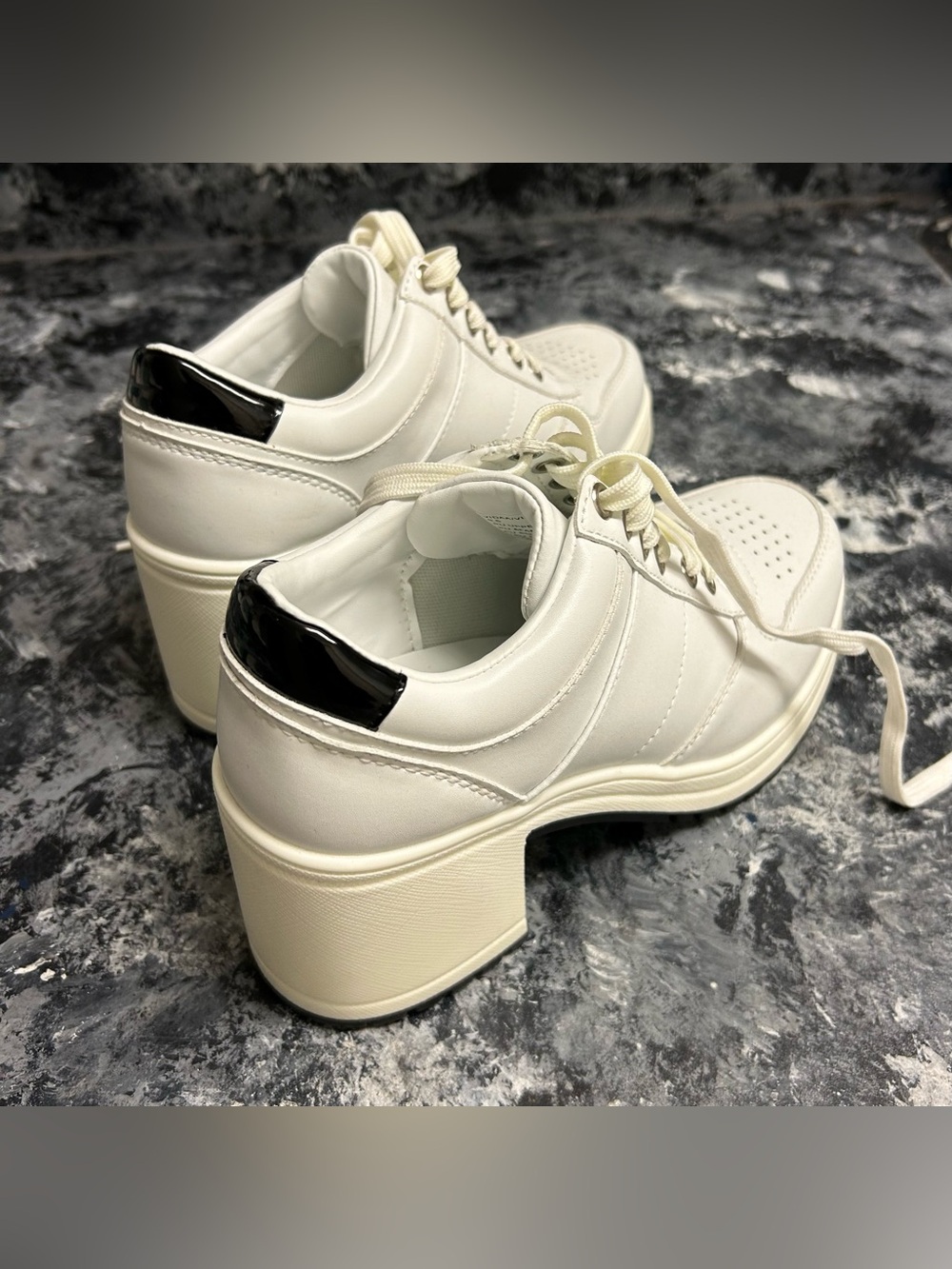 Madden Girl Vidaa white heeled platform sneakers